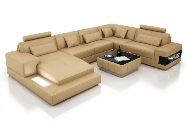 Eckcouch Ledercouch Polstersëtzer Wunnlandschaft Couch Sofa Eckgarnitur U-Form