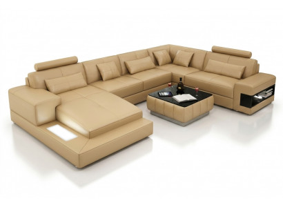 Eckcouch Ledercouch Polstersëtzer Wunnlandschaft Couch Sofa Eckgarnitur U-Form