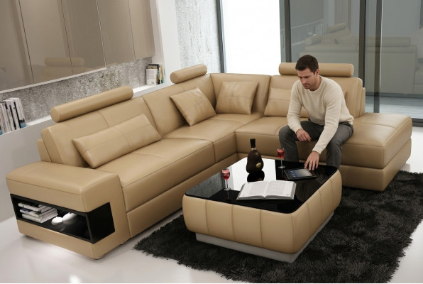Eckcouch a Form Sofa Couch Polster Eckcouches Wunnlandschaft Ledersofa