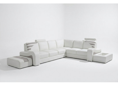 Modern Ecksofa L-Form Polster Ecksëtz Couch Dekor + Hocker