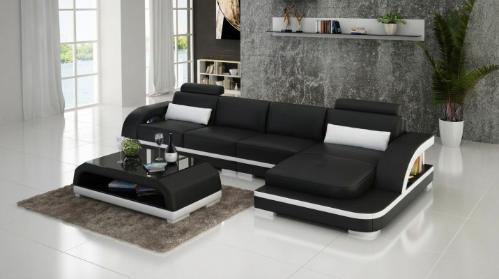 Ledercouch L-Form Couch Wunnlandschaft Eckcouch Dekor Garnitur Design Modern
