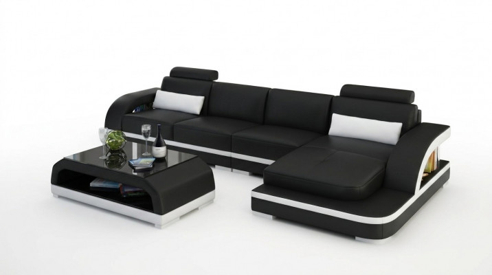 Ledercouch L-Form Couch Wunnlandschaft Eckcouch Dekor Garnitur Design Modern