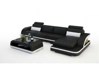 Ledercouch L-Form Couch Wunnlandschaft Eckcouch Dekor Garnitur Design Modern