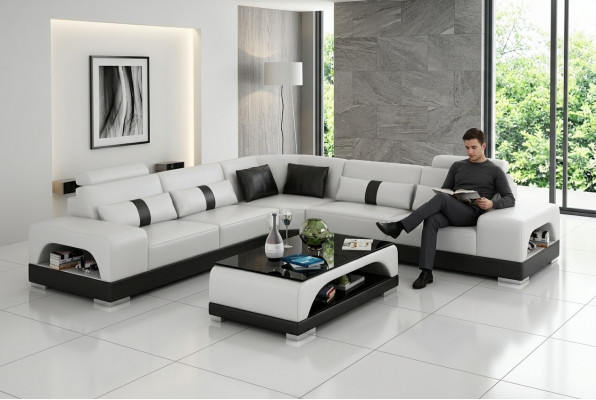 Couch Ecksofa Lieder Wunnlandschaft Garnitur Design Deko Modern Sofa L-Form