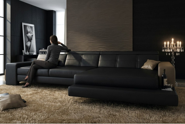 Garnitur Designer Canapé Couch Ecksofa mat Hocker Wunnlandschaft Polster