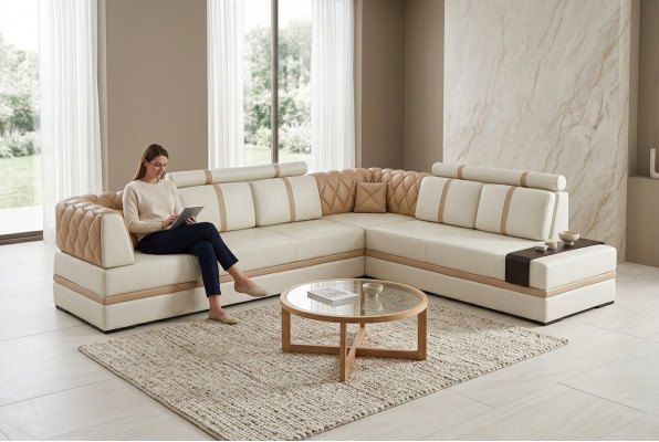 Eckcouch Sofa Couch Polster Wunnlandschaft Lieder Deko Ecksofa Garnitur