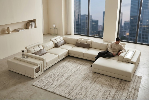 Léiercouch U-Form Couch Wunnlandschaft Eckcouch Garnitur Design Modern Sofa nei