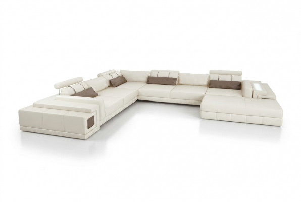 Léiercouch U-Form Couch Wunnlandschaft Eckcouch Garnitur Design Modern Sofa nei