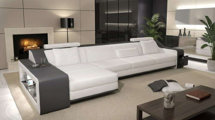 Designer Sofa Couch Ecksofa mat Hocker Wunnlandschaft Polster Garnitur