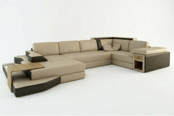 Design Eckcouch U-Form Lieder Wunnlandschaft Sofa Polster Sëtz Ecksofa