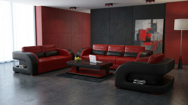 Sofa Sofagarnitur 3+1+1 Sëtzer Set Design Polster Couchen Couch Modern