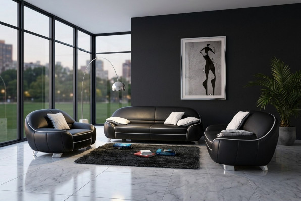 Setzgrupp 3+2+1 Gepolsterte Designer Sofas Garnitur Couch Sofa Setzgruppen