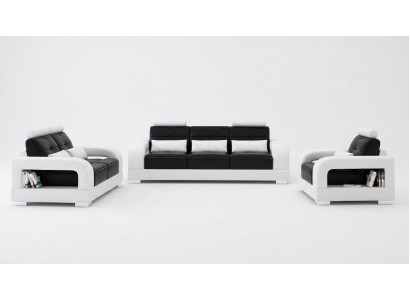 Ledersofa Couch Sofagarnitur 3+1+1 Sëtzer Garnituren Design Wunnzëmmer