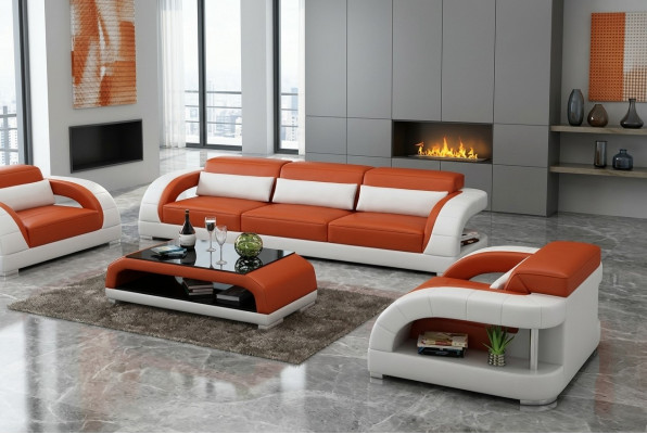 Sofa Sofagarnitur 3+2 Sëtzer Set Design Polstersofas Canapé Modern