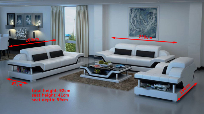 Liederpolster Canapéen Sofa Luxus Sofagarnitur 3+2 + Dëschset Nei