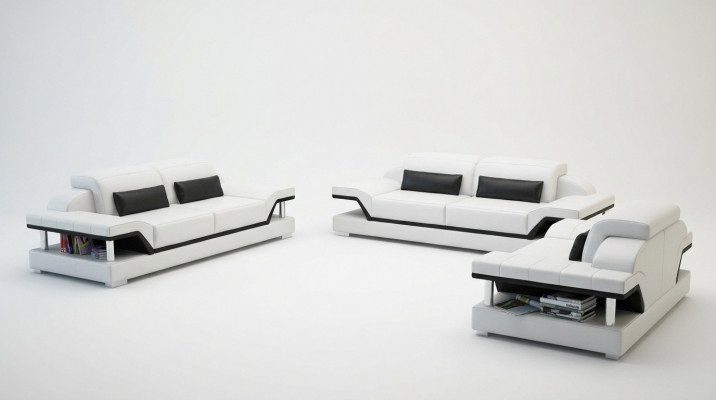 Liederpolster Canapéen Sofa Luxus Sofagarnitur 3+2 + Dëschset Nei