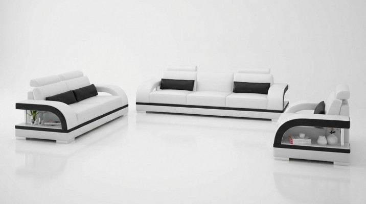 Ledercouch Canapé Sofagarniture 3+1+1 Sëtzer Garnituren Design Modern Canapé