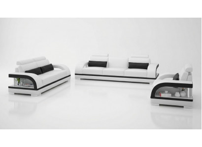 Ledercouch Canapé Sofagarniture 3+1+1 Sëtzer Garnituren Design Modern Canapé