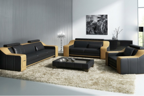 Liederbésofa Couch Wunnlandschaft 3+2+1 Sëtzer Garnitur Modern Sofa Garnitur nei