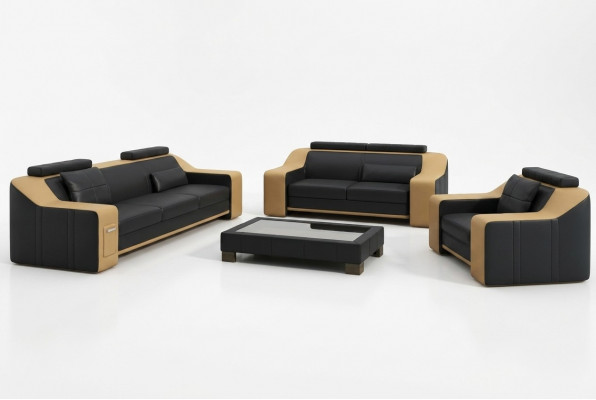 Liederbésofa Couch Wunnlandschaft 3+2+1 Sëtzer Garnitur Modern Sofa Garnitur nei