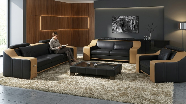 Canapé Sofa-Set 3+2 Sëtzer Set Design Polster Couch Modern Garnitur
