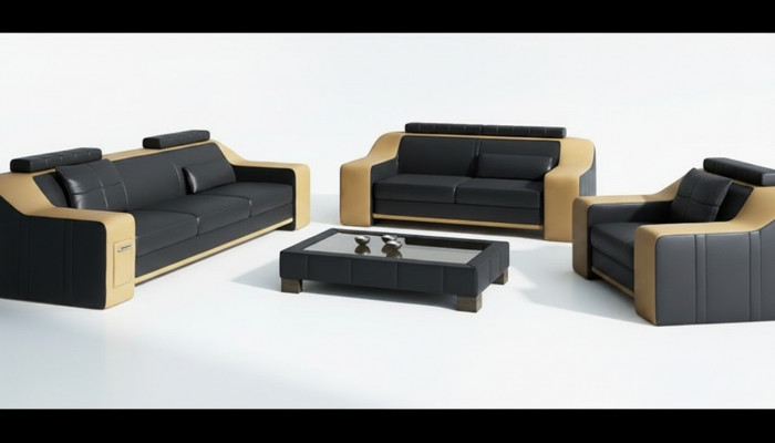 Canapé Sofa-Set 3+2 Sëtzer Set Design Polster Couch Modern Garnitur