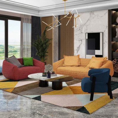 Luxus Textil Sofa Design Canapé Sofagarnitur 3+1+1 Sëtz Garnitur Wunnzëmmer nei