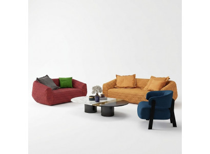 Luxus Textil Sofa Design Canapé Sofagarnitur 3+1+1 Sëtz Garnitur Wunnzëmmer nei