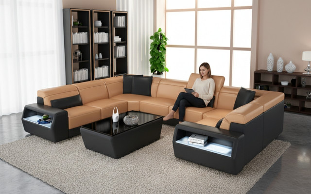 Ecksofa Lieder Canapé Couch Polster Eck Sëtz Wunnlandschaft Garnitur-U-Form