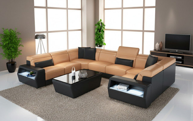 Ecksofa Lieder Canapé Couch Polster Eck Sëtz Wunnlandschaft Garnitur-U-Form