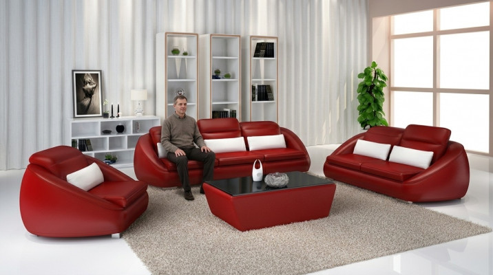 Luxus Sofa Garnitur 3+1+1 Sëtz Wohnzimmer Designer Miwwelen Sofa Couch