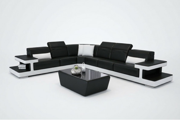 Ledercouch L-Form Couch Wohnlandschaft Dekor Ecksofa Garnitur Design Modern