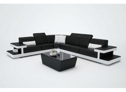 Ledercouch L-Form Couch Wohnlandschaft Dekor Ecksofa Garnitur Design Modern