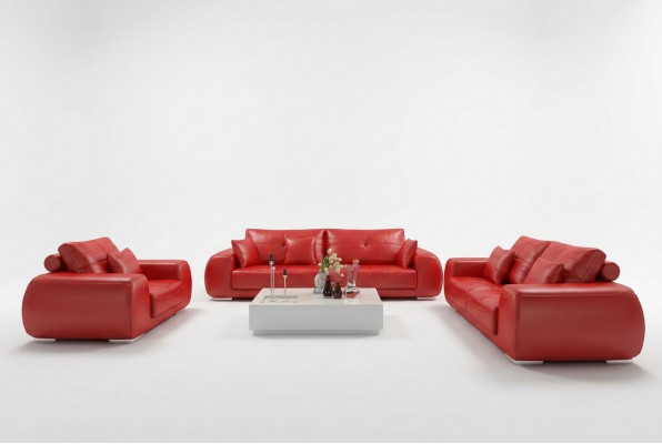 Sofagarnitur Ledersofa Canapé Garnituren Design Modern Sofa 3+1+1 Sëtzer
