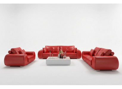 Sofagarnitur Ledersofa Canapé Garnituren Design Modern Sofa 3+1+1 Sëtzer