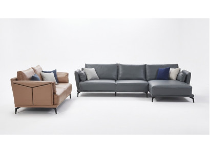 Designer Sofa Canapé Set Ecksofa mat Hocker Polster Wunnlandschaft