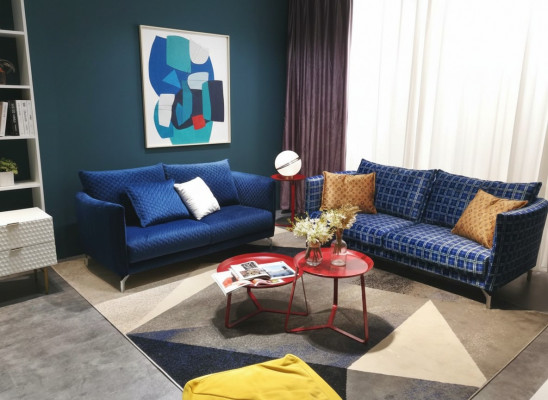 Design Polster Luxus Sëtz Canapé Couch Textil Sofa 3 Sëtzer Stoff Dräisëtzer Samt