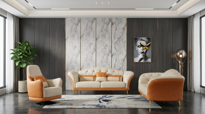 Luxus Miwwelen Sofagarnitur Couch Sofa Polster 3+2 Wunnzëmmer Sëtzgruppen