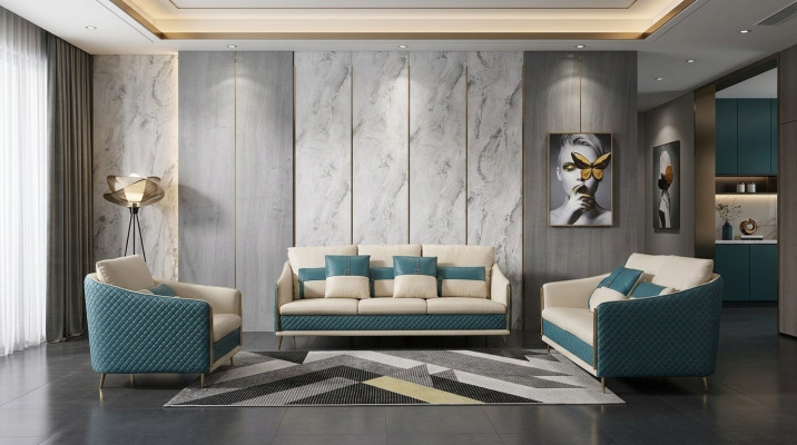 Sofagarnitur 3+2 Sëtzer Set Design Sofa Polster Couchen Couch Deko Modern