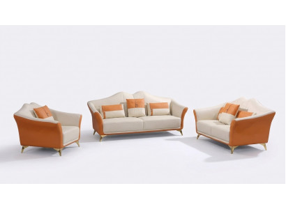 Sofa Polster Lieder Couch Sëtz Komplett Set Modern Garnitur 3+2+1 Sëtzer