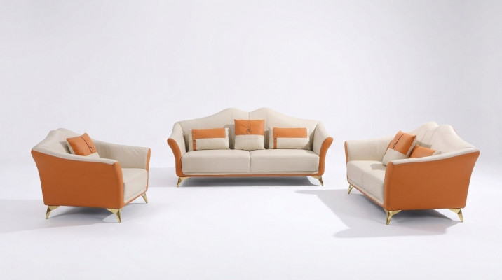 Sofa mat Polster Lieder Couch Sëtz Komplett Set Modern Garnitur 3+2 Sëtzer