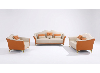 Sofa mat Polster Lieder Couch Sëtz Komplett Set Modern Garnitur 3+2 Sëtzer