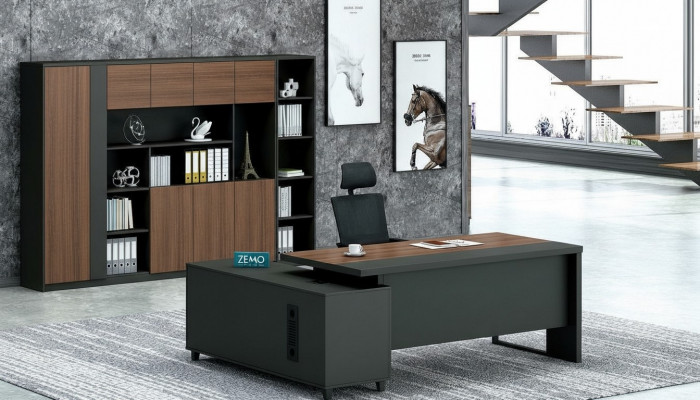 Design Eckschrëft Akteschaf Büro Ariichtung Chef Zëmmer Miwwelen 2-Stéck Set