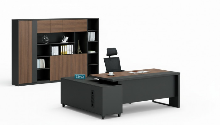 Design Eckschrëft Akteschaf Büro Ariichtung Chef Zëmmer Miwwelen 2-Stéck Set