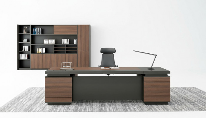 Eckschreifdësch Kabelkanal Home Office Dësch grouss Chef Dëscher Schreifdësch