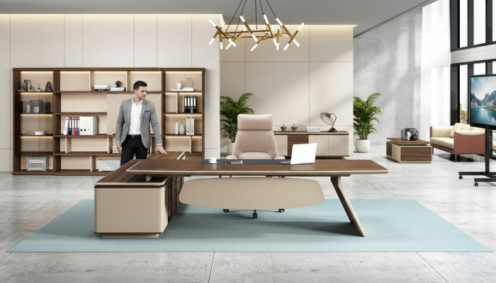 Design Eckschreifdësch Büro Ariichtung Chef Zëmmer Miwwelen Dësch Büro Miwwelen nei