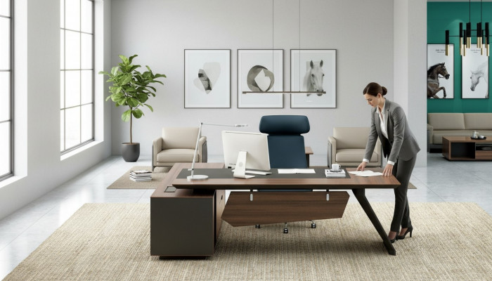 Heemoffice Schreifdësch Büro Ariichtung Dësch mat Tirangen Aarbechtszëmmer