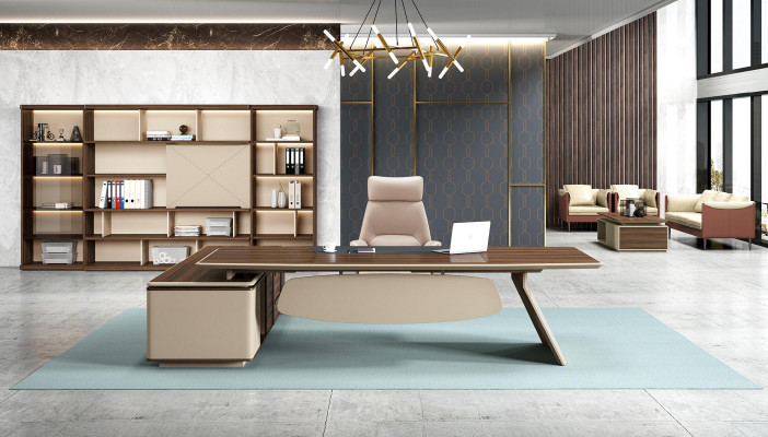 Eleganten Schreifdësch an Groussen Bueroschaf am zäitgenësseschen Design