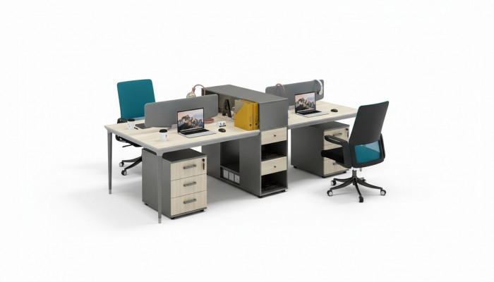 Büro Miwwel Ariichtung Dëscher Dësch 4 Aarbechtsplazen Schreifdësch Callcenter