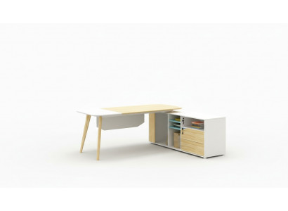 Eckschreibtisch Kabelkanal Home Office Dësch grouss Dëscher Chef Schreifdësch